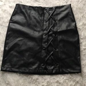 Black leather skirt